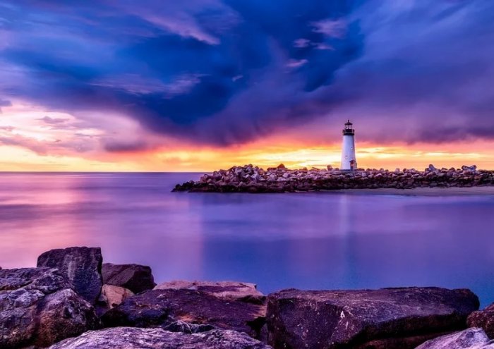 Santa Cruz Lighthouse California Light Sea Ocean